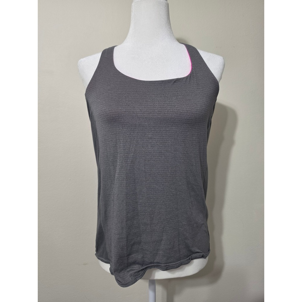 Lululemon 2-in-1 Strappy Back Tank Top Built-in Bra Gray Pink Size S